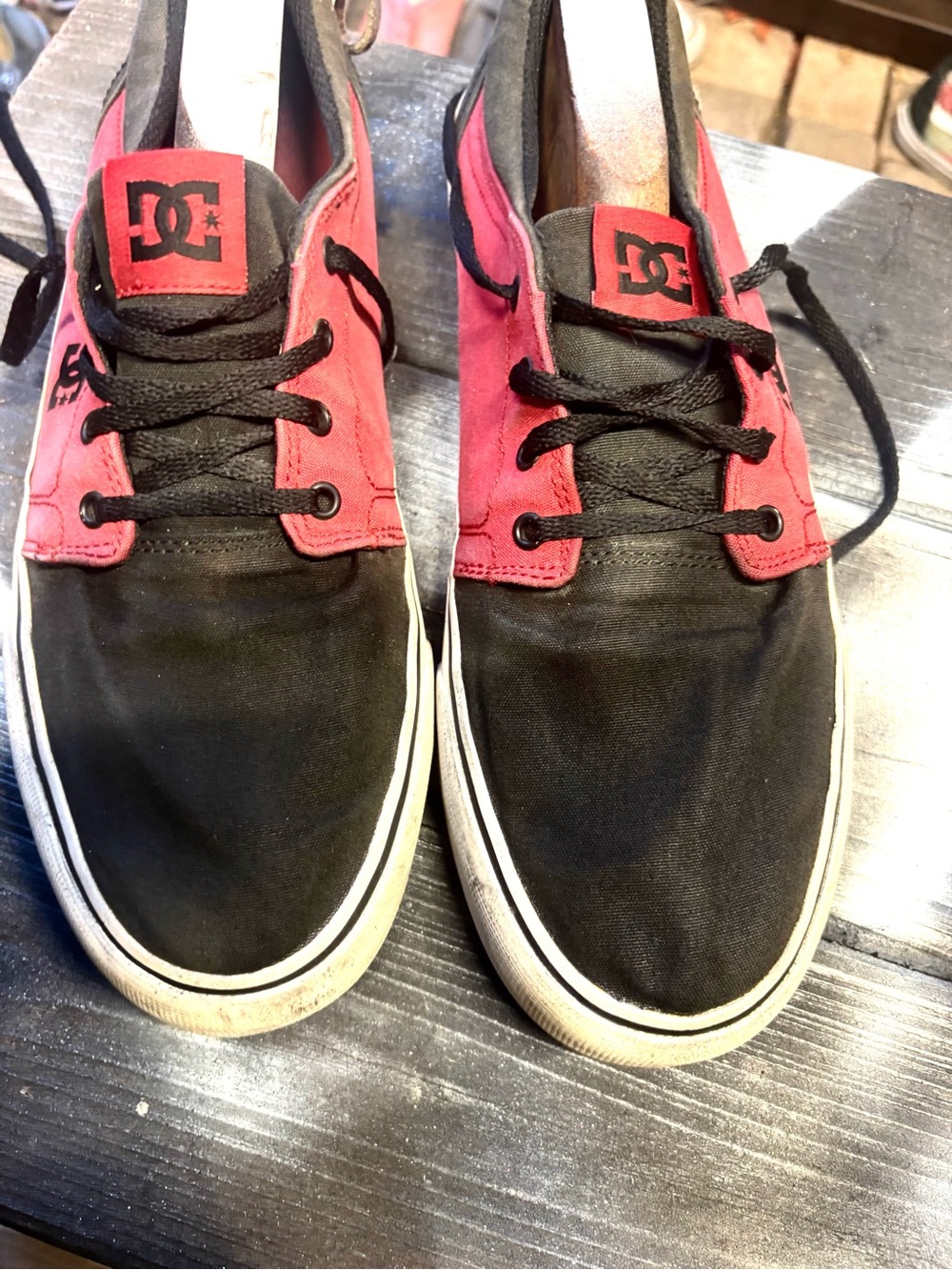 DC Two-Tone Black and Red Skate Shoes